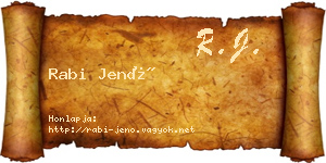 Rabi Jenő névjegykártya